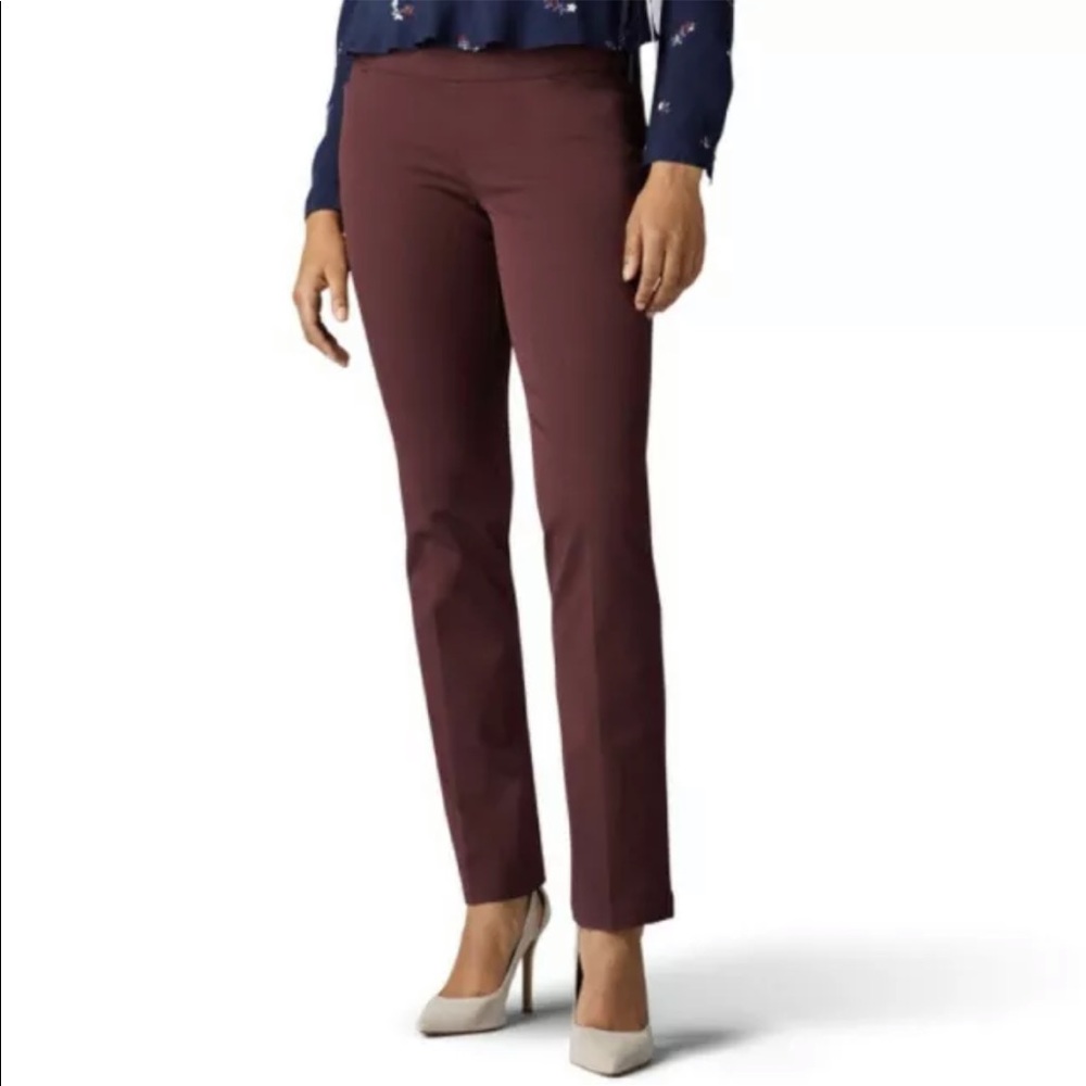 Lee Women's Sculpting Slim Fit Slim Leg mid rise pants NWT maroon sz 6
